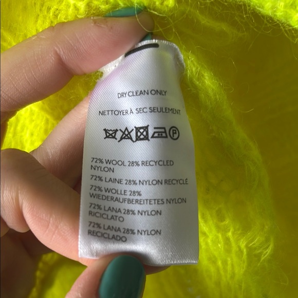 Anthropologie Neon Yellow Cable Knit Sweater - Picture 3 of 4